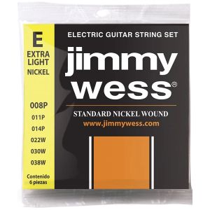 JIMMY WESS® 1408N Extra Light: Encordadura Aleación de Nickel para Guitarra Eléctrica. Calibre .008 - 038