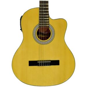La Sevillana UN-3CEQ: Guitarra Electroacústica de Tilo con Cutaway Terminado Brillante