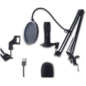 Paquete de Micrófono USB Brazo Telescópico y Antipop High Line USB-700