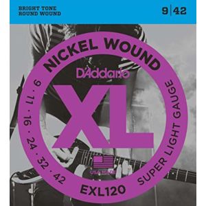 D'ADDARIO® NICKEL WOUND EXL-120 Encordadura para Guitarra Eléctrica Calibre 09-42