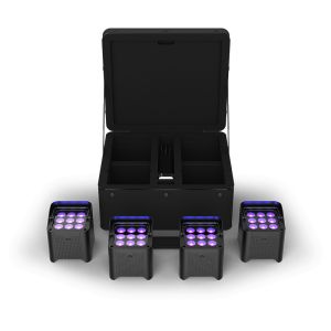 CHAUVET DJ® Freedom Par H9 IP X4: Kit de Iluminación de 4 Pares Inalámbricos Recargables c/Case