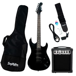 SMITHFIRE® SMI-211 PACK BLK: Paquete de Guitarra Eléctrica Negra