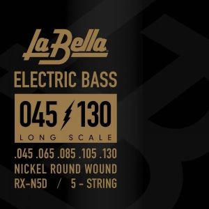 LA BELLA® RX-N5D Encordadura para Bajo Eléctrico de 5 Cuerdas Calibre .045 -.130