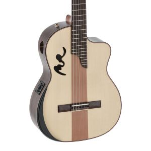 Manuel Rodriguez Café Cortado: Guitarra Clásica  Electroacústica Terminado Eucalipto Flameado Envejecido