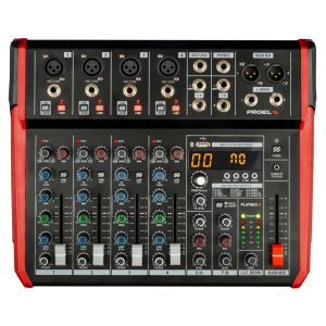 PROEL® PLAYMIX8US: Mezcladora Análoga Compacta de 8 Canales c/USB, FX y BT