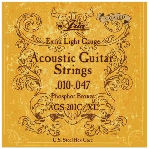 ARIA® AGS-200CXL: Encordadura para Guitarra Acústica Bronce Fosforado Extra Light.010 -.047