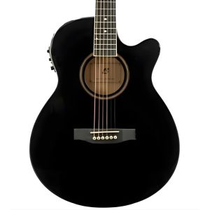 BAMBOO® Stage Linden BK-Q 40": Guitarra Electroacústica Color Negra Gloss c/Funda