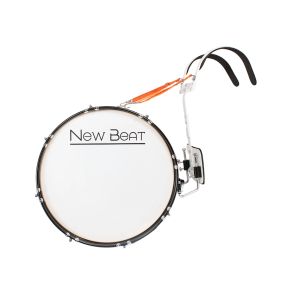 New Beat NB-MABD20 WHI: Bombo de Marcha de 20 x 12 Pulgadas con Arnés y Baquetón Color Blanco