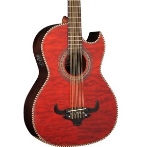 OSCAR SCHMIDT® OH32SEQTR-A-U: Bajo Quinto Electroacústico Terminado Rojo Transparente