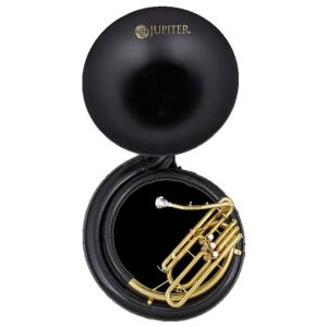 Jupiter JSP1000 BLK: Tuba Sousafón de Fibra de Vidrio Negro Laqueado con Pistones de Acero Inoxidable y Estuche