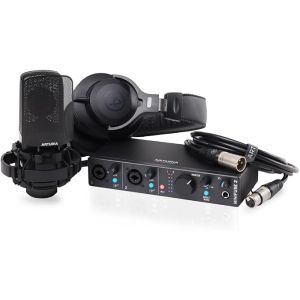 Arturia MiniFuse Recording Pack Black: Paquete de Grabación con Interfaz de Audio USB, Micrófono de Condensador y Auriculares para Estudio